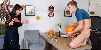 VIP4K. Mature woman is banged by her stepson on Halloween