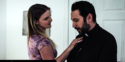 Disobedient teen bangs the old perverted priest to antagonize her religious stepmother