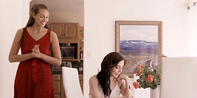 Bridesmaid enjoying hot sex with two lesbian brides