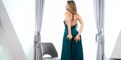 Sexy busty Ukrainian Lilith plays with her pussy