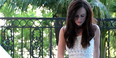 Slender brunette Jayden Taylors fucks herself near the pool