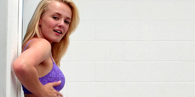 Teen cutie Kenze Thomas caresses her body