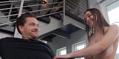 Sweet busty maid Rissa May enjoys stud's thick cock