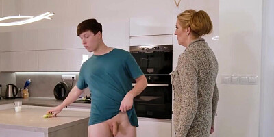 A fat blonde woman is seeking sex with a younger lad