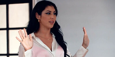 Two blondes are licking a brunette at the massage table