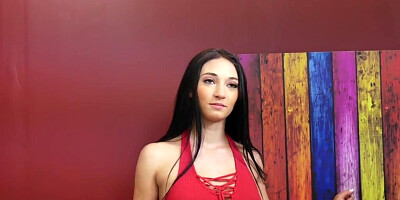 Crystal Rae sucks a cock and takes it in POV doggy