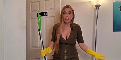 STEPMOM CLEANS HIS HARD COCK!