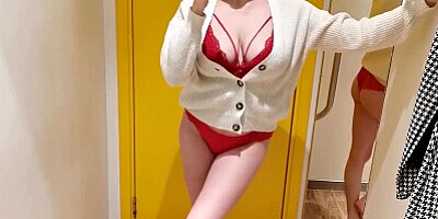 Sexy big boobs stripped off nudity from fitting room