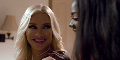 Ana Foxxx and her blonde friend playing with a toy