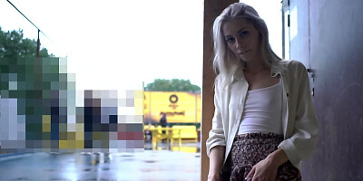 Gorgeous European model is slowly teasing us while out