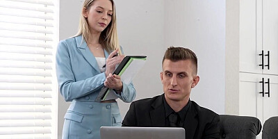 Eager girl is going to do whatever it takes for a promotion