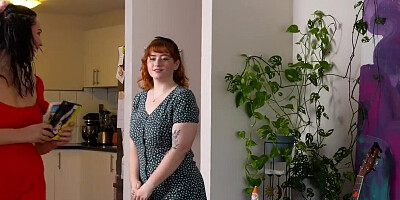 Plump lesbians with big natural boobs make each other cum