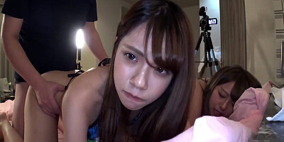 Threesome With Two Japanese Beauties With Big Breasts. Fair And Creampie Sex. Uncensored