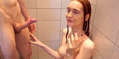 Pounding Big Titties Redhead In Bed And Shower Cummi