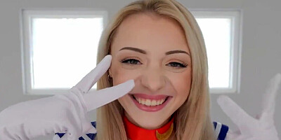 A petite blonde is cosplaying and then gets roughed up