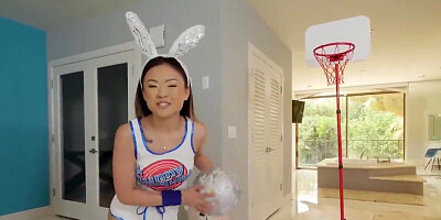 LuLu Chu cosplaying as a bunny before riding the BWC