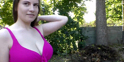 Shy babe with massive curves ends up with two cumshots