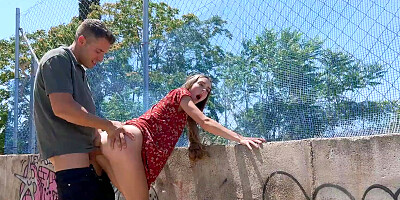 First time throating dick and getting laid in public