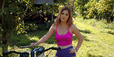 Smooth POV with a hot redhead devouring cock in public