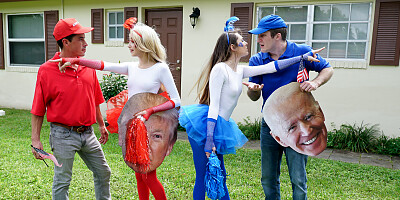 Stepdaughters swap their dads in limitless foursome