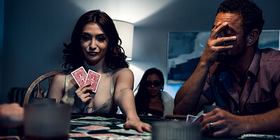 Lesbian scissoring session with ebony and white girl