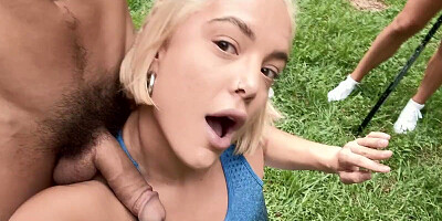 Busty blonde gets her dose of pleasure in outdoor kinks