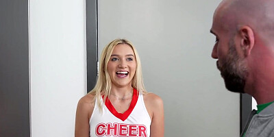 Petite cheerleader Molly Cooper seduces stud with her body