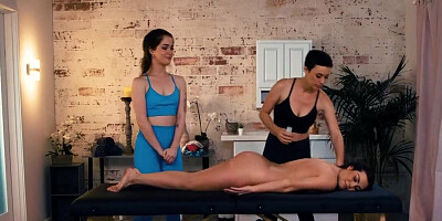 Threesome with oily bodies and hardcore banging in HD