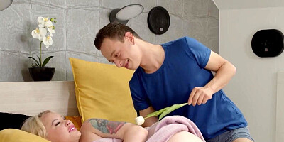 Pretty girl with blond hair is going to get dominated