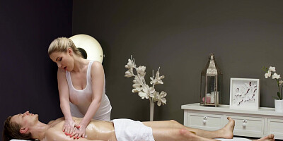 Beautiful masseuse Georgie Lyall pleases her client