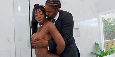 BRAZZERS Exxtra - Ebony Mystique doggy fuck in bath