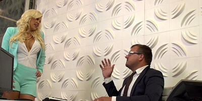 Big Tits at Work - Bald Savana Styles POV blowjob