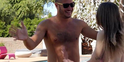 PassionHD: Wet Sylvie Sterling cum on face in backyard