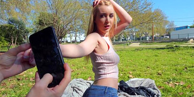 Public Pickups: Athletic Amaris POV blowjob in tiny thongs