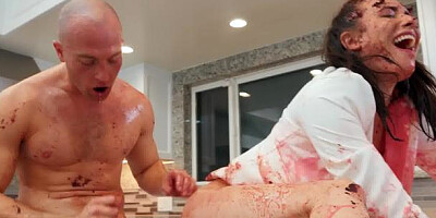 Look At Her Now: Bald Casey Calvert cumshot in the kitchen