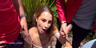And Her Friends Celebrate With 4 Cocks In Her Mouth - M A And Laura Jones