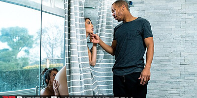 Kinky lesbians scissor and eat pussy in the shower without being caught