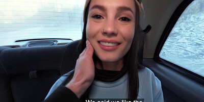 POV sex in the car with hot babe Lucy Mendez