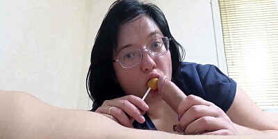 Sucked A Long Dick For A Lollipop With Cum In Mouth