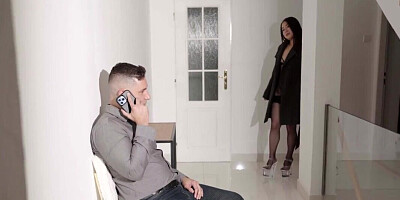 Chinese girl in sexy lingerie tempts husband to cheat