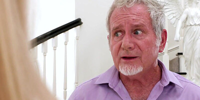 Cute teen cheers up her old stepdad with her tight little asshole