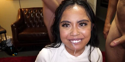 Luna Mills In Busty Asian Luna Blowbang Mouth Fucking