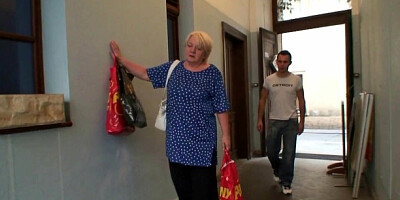 Explosive lovebird at old woman movie