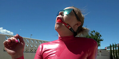 Ukcutegirl Ball Gagged Drooling Over Latex Dress P