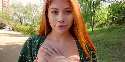 Redheaded girl gets instantly wet for a cock