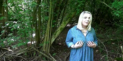 Curvy coed fucking two dudes in the woods just for fun