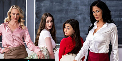 GIRLSWAY - MILF Teacher Reagan Foxx & Her Boss Discipline Misbehaving Hazel Moore & Her Bestie