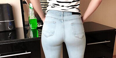 Girl Was Doing Household Chores And Got Dick Masturbation