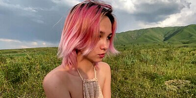 Took an Asian girl to the mountains and fucked her on a picnic