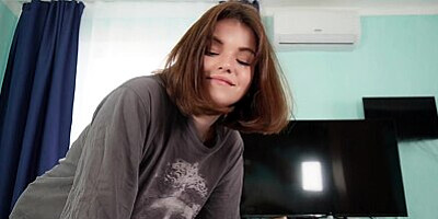 The girl tries a big dick with her tight pussy